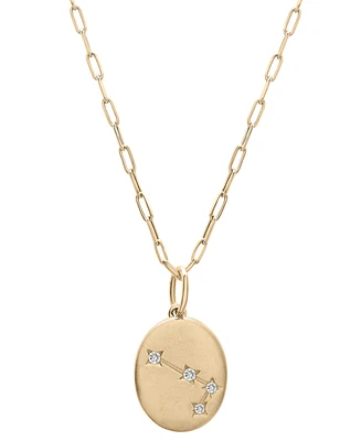 Wrapped Diamond Aries Constellation 18" Pendant Necklace (1/20 ct. tw) in 10k Yellow Gold, Created for Macy's