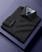 Men's Slim Fit Performance Long Sleeve Geometric Dress Shirt