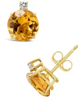 Citrine (3-5/8 ct. t.w.) and Diamond Accent Stud Earrings in 14K Yellow Gold