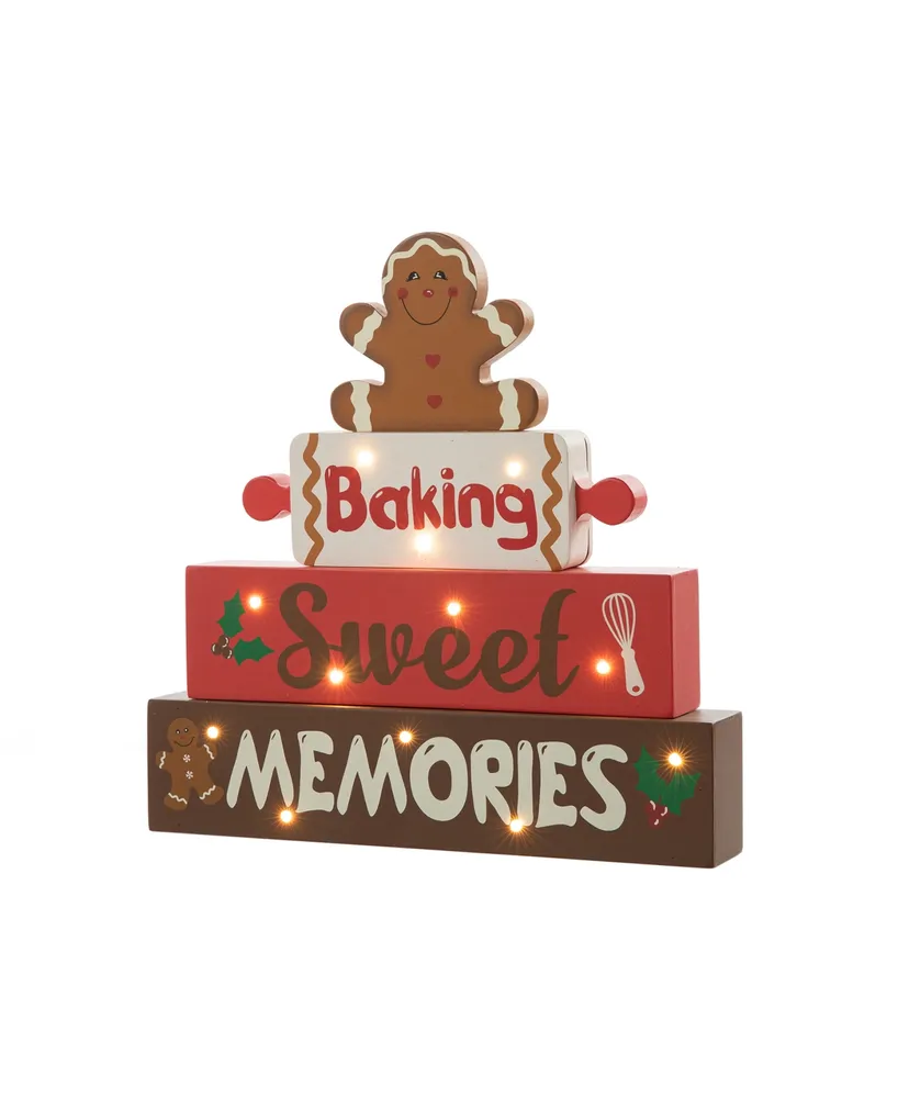 Glitzhome 12" Lighted Wooden Christmas Gingerbread Man Table Decor