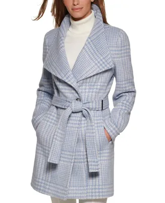 Calvin Klein Womens Asymmetrical Belted Wrap Coat, Created for Macys