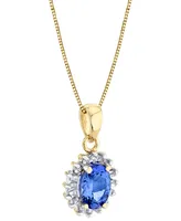Tanzanite (1 ct. t.w.) & Diamond (1/5 ct. t.w.) Halo 18" Pendant Necklace in 10k Gold