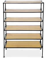 Seville Classics 2-Tier Stackable 6-Pair Resin Slat Shoe Storage Rack Organizer