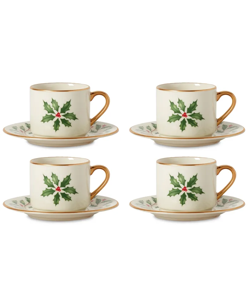 Lenox Holiday Espresso Cup & Saucer, Set of 4