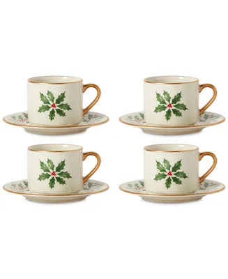 Lenox Holiday Espresso Cup & Saucer, Set of 4