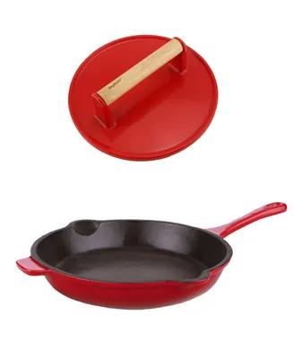 Neo Cast Iron 10" Fry Pan and Steak Press, Set of 2