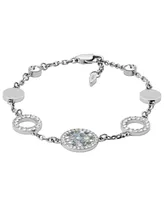 Val Mosaic Mother of Pearl Disc Station Bracelet - Silver