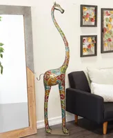 Eclectic Metal Giraffe Sculpture, 73" x 17"