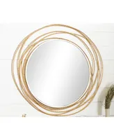 Wood Contemporary Wall Mirror, 38" x 40" - Gold