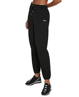 Dkny Sport Women's Metallic Logo Fleece Jogger Sweatpants