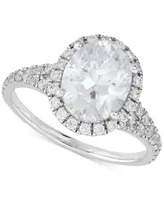 Grown With Love Igi Certified Lab Grown Diamond Oval-Cut Halo Engagement Ring (3 ct. t.w.) in 14k White Gold
