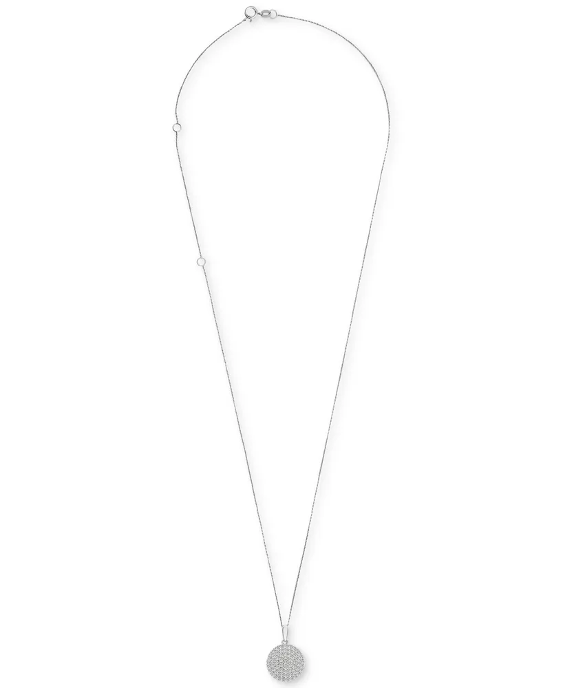 Wrapped in Love Diamond Circle Pendant Necklace (1 ct. t.w.) in 14k White Gold, 16" + 4" extender, Created for Macy's