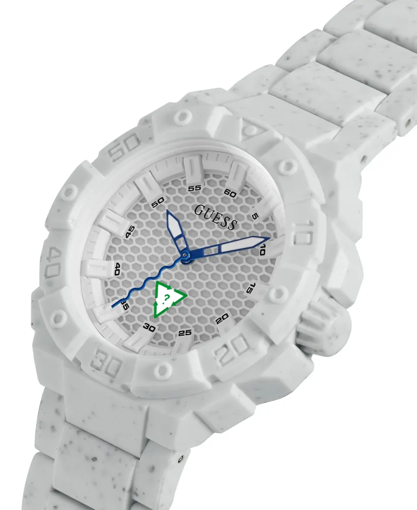 Guess Men's White Plastic Strap Watch 42mm