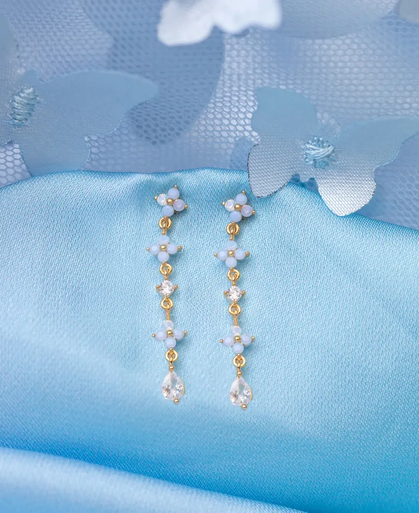 Girls Crew Blue Blossom Love Dangle Earrings - Gold