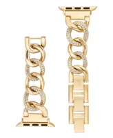 Anne Klein Women's Gold-Tone Alloy Chain with Crystals Bracelet Compatible with 38/40/41mm Apple Watch