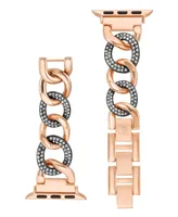 Anne Klein Women's Black and Rose Gold-Tone Alloy Chain with Crystals Bracelet Compatible with 38/40/41mm Apple Watch - Black, Rose Gold