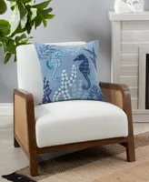 Saro Lifestyle Seahorse Stonewashed Decorative Pillow, 20" x 20"