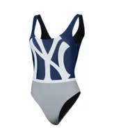 Women's Foco Navy New York Yankees Team One-Piece Bathing Suit