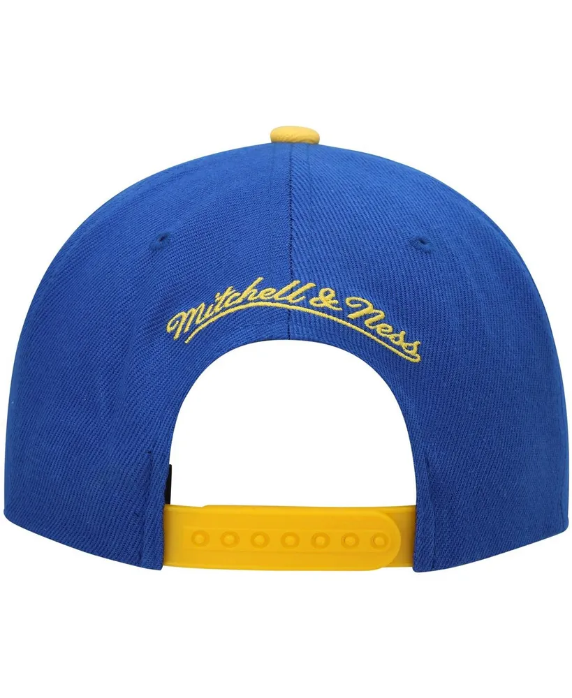 Men's Mitchell & Ness Royal, Gold Golden State Warriors Hardwood Classics Snapback Hat
