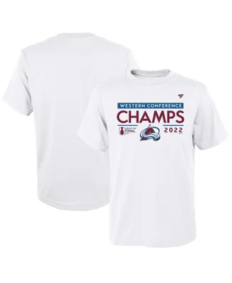 Big Boys and Girls Fanatics White Colorado Avalanche 2022 Western Conference Champions Locker Room T-shirt