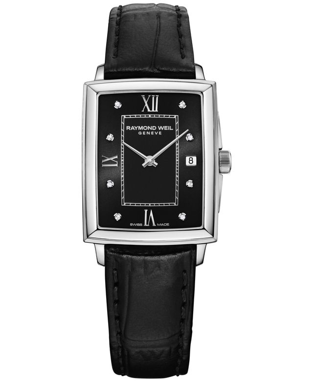 Raymond Weil Women's Swiss Toccata Diamond Accent Leather Strap Watch 22.6x28.1mm