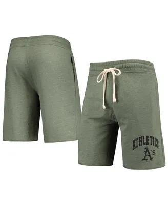 Men's Concepts Sport Heathered Olive Oakland Athletics Mainstream Tri-Blend Shorts