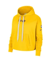 Women's Nike Gold Los Angeles Lakers Courtside Team Cropped Pullover Hoodie