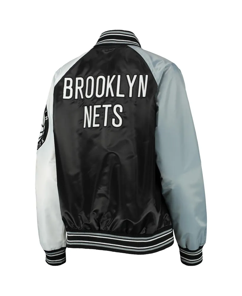 Women's Starter Black, Gray Brooklyn Nets The Prospect Raglan Full-Snap Jacket