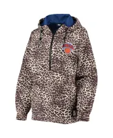 Women's Dkny Sport Leopard New York Knicks Gabriella Windbreaker Half-Zip Hoodie