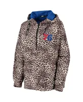 Women's Dkny Sport Leopard Philadelphia 76ers Gabriella Windbreaker Half-Zip Hoodie