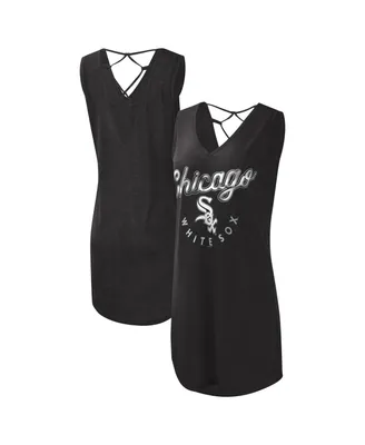 Women's G-iii 4Her by Carl Banks Black Chicago White Sox Game Time Slub Beach V-Neck Cover-Up Dress