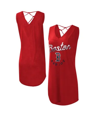 Women's G-iii 4Her by Carl Banks Red Boston Sox Game Time Slub Beach V-Neck Cover-Up Dress