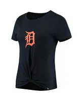 Women's New Era Navy Detroit Tigers 2-Hit Front Twist Burnout T-shirt