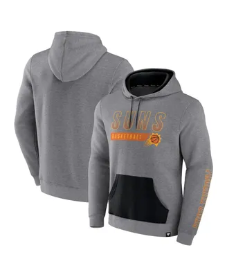 Men's Fanatics Heathered Gray Phoenix Suns Off The Bench Color Block Pullover Hoodie