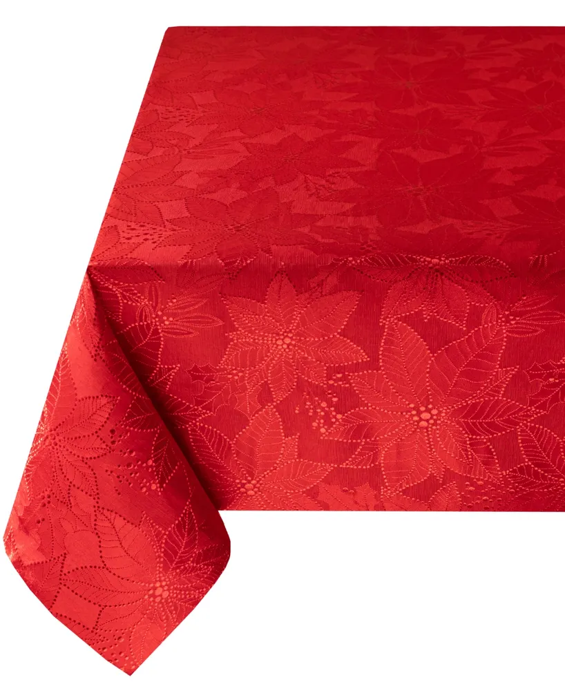 Benson Mills Poinsettia Palace Raised Jacquard Tablecloth, 70"