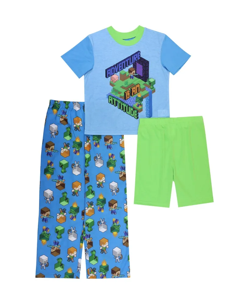 Little Boys Minecraft Pajamas, 3 Piece Set