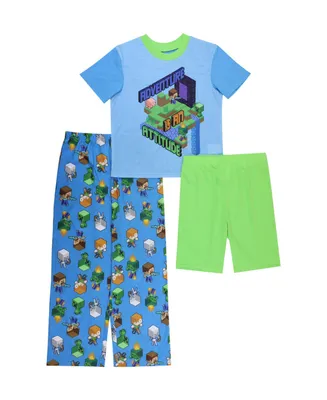 Little Boys Minecraft Pajamas, 3 Piece Set
