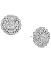 Diamond Halo Cluster Stud Earrings (1 ct. t.w.) in 10k White Gold