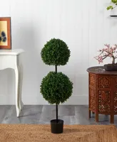 Nearly Natural 3.5' Boxwood Double Ball Artificial Topiary Tree Uv Resistant