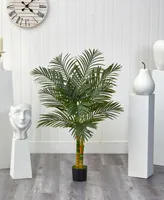 4' Double Stalk Gold-Tone Cane Artificial Palm Tree