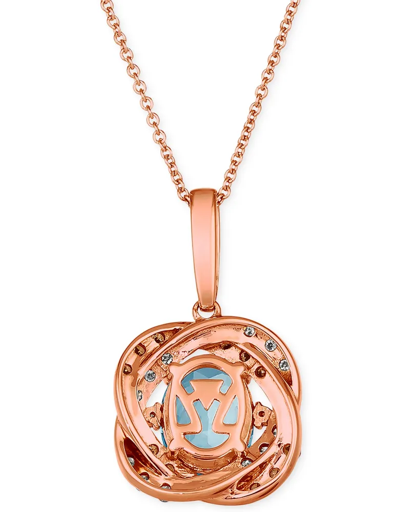 Le Vian Blue Topaz (1-7/8 ct. t.w.) & Diamond (3/8 ct. t.w.) 20" Pendant Necklace in 14k Rose Gold