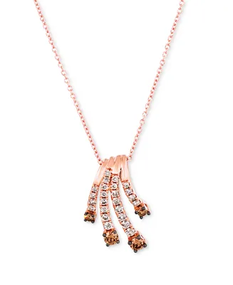 Le Vian Nude Diamonds (1/4 ct. t.w.) & Chocolate Diamond (1/4 ct. t.w.) Fanned 18" Pendant Necklace in 14k Rose Gold