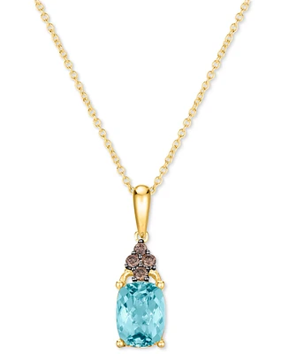 Le Vian Chocolatier Sea Blue Aquamarine (1-1/6 ct. t.w.) & Chocolate Diamond (1/10 ct. t.w.) 18" Pendant Necklace in 14k Gold