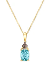 Le Vian Chocolatier Sea Blue Aquamarine (1-1/6 ct. t.w.) & Chocolate Diamond (1/10 ct. t.w.) 18" Pendant Necklace in 14k Gold
