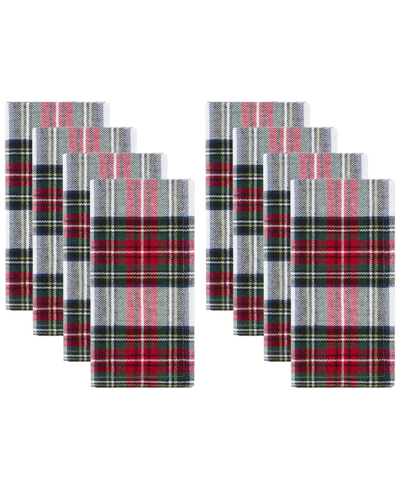 Elrene Christmas Classic Holiday Plaid 8 Piece Napkin Set, 17" x 17"