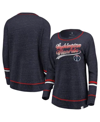 Women's Fanatics Navy and Red Washington Wizards Dreams Sleeve Stripe Speckle Long T-shirt