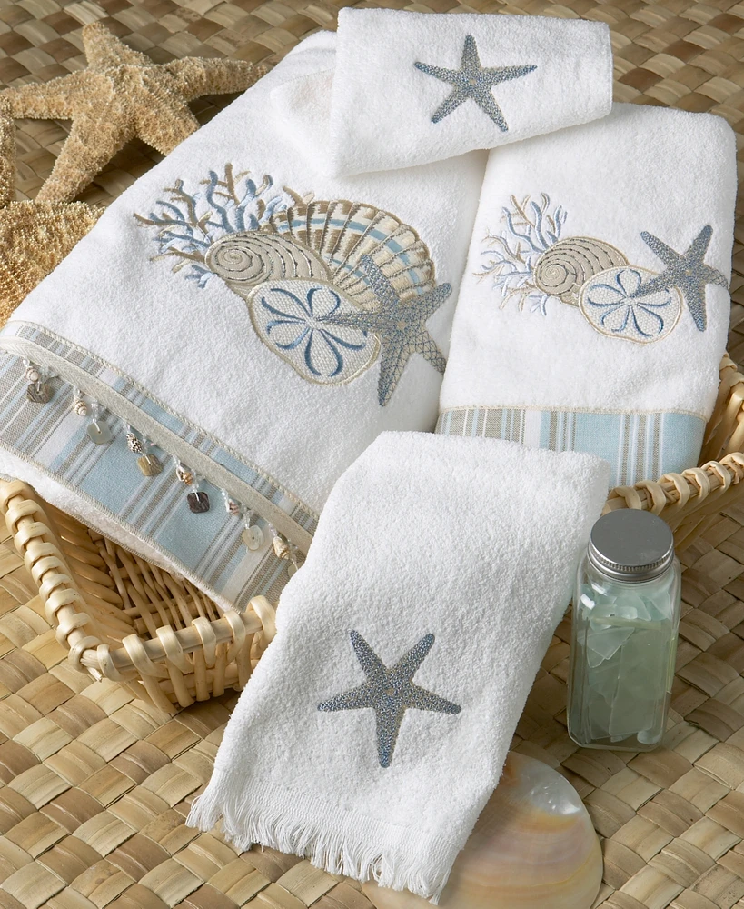 Avanti By the Sea Embroidered Cotton Fingertip Towel, 11" x 18"