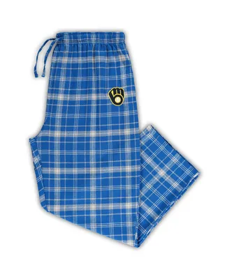 Men's Concepts Sport Royal, Gray Milwaukee Brewers Big and Tall Team Flannel Pants