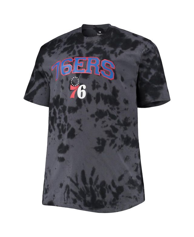 Men's Black Philadelphia 76ers Big and Tall Marble Dye Tonal Performance T-shirt