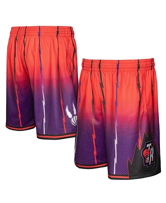 Men's Mitchell & Ness Red, Purple Toronto Raptors 1998/99 Hardwood Classics Fadeaway Reload 3.0 Swingman Shorts